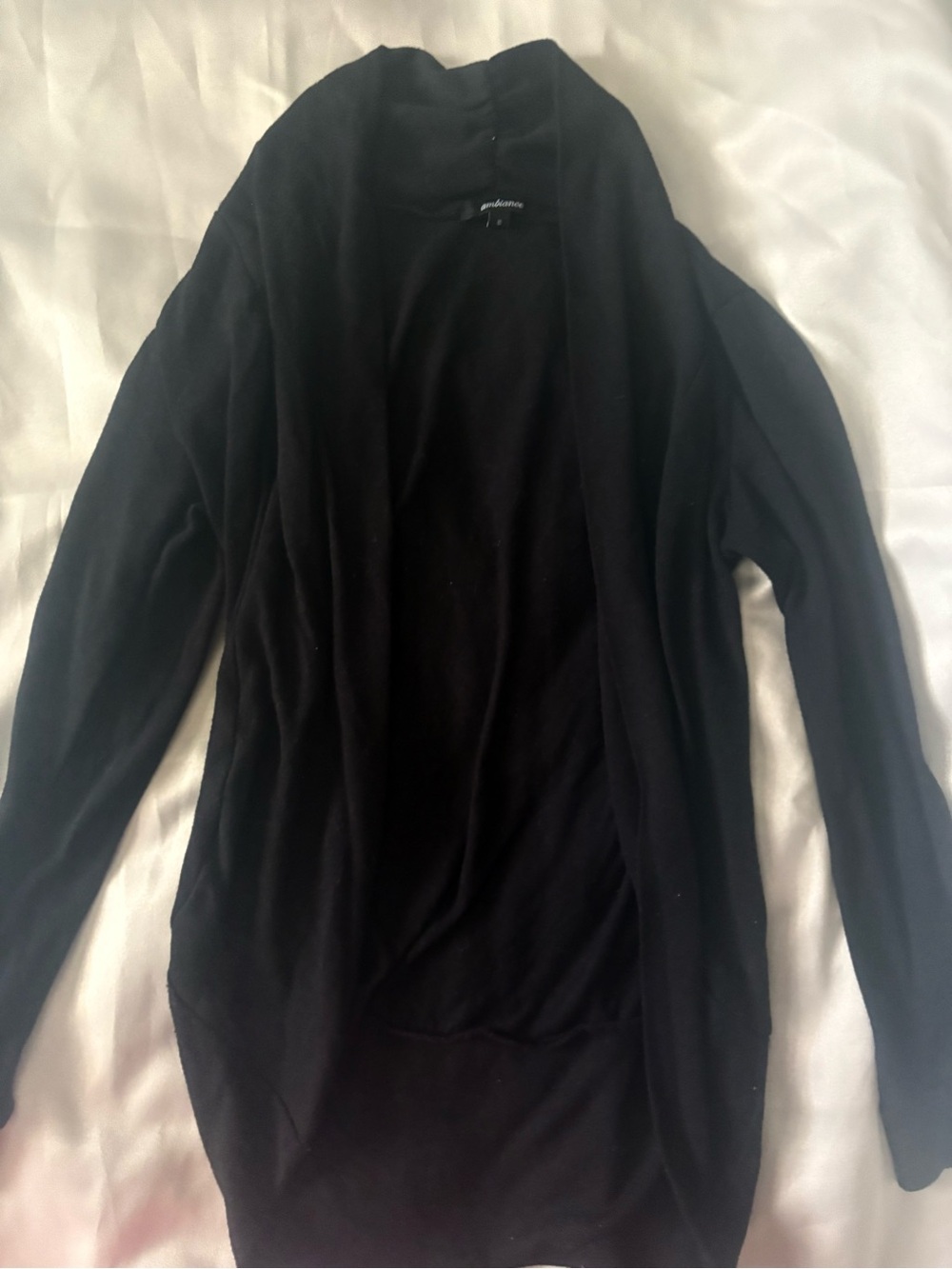 Ambiance Black Open-Front Women's Cardigan